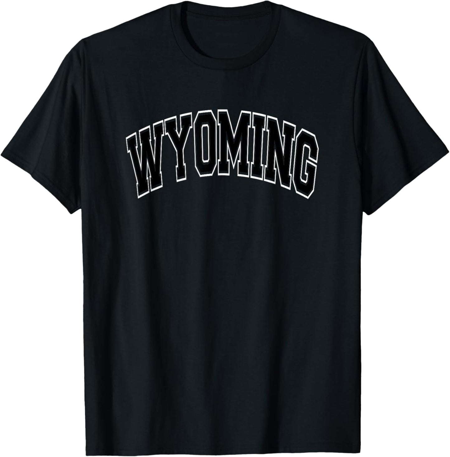 Wyoming Arched Style Black Text T-Shirt - T-Shirt | Black
