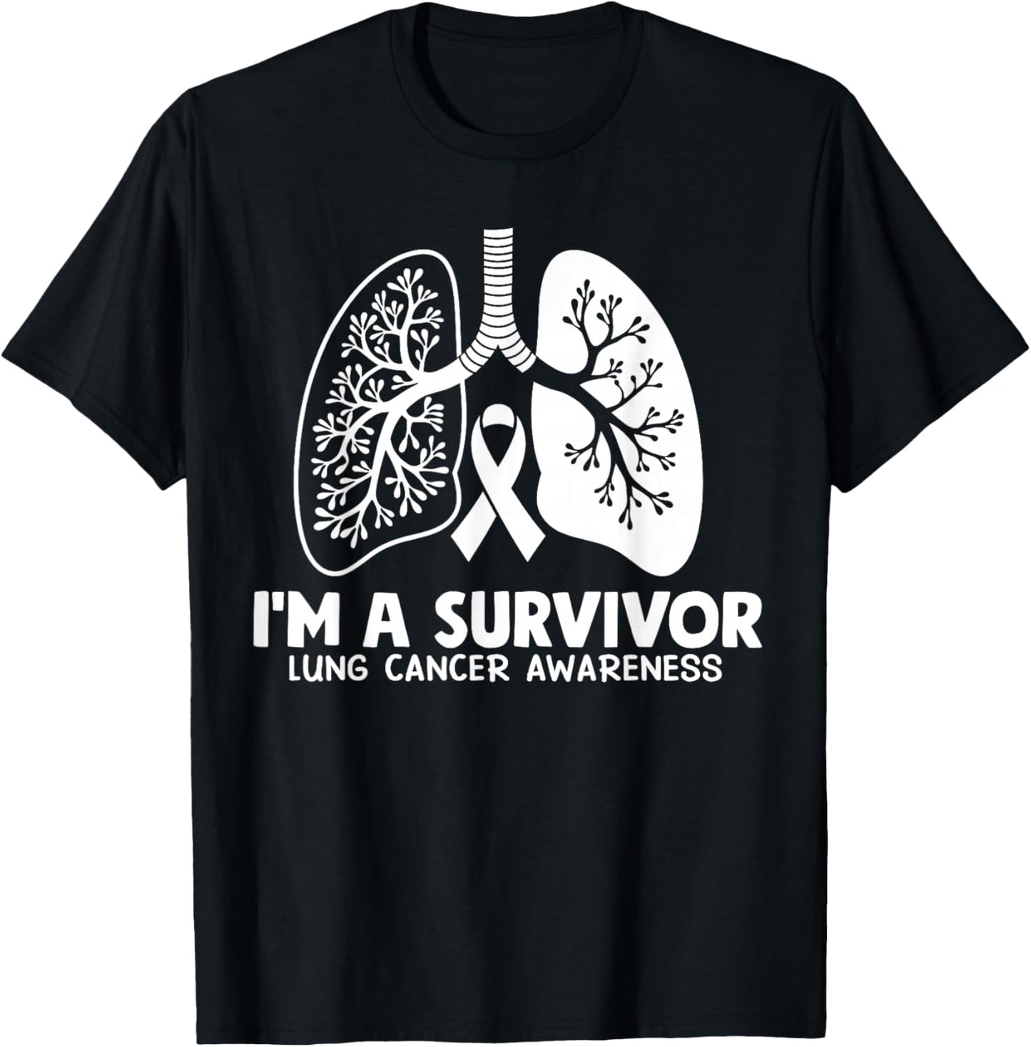 I'm A Survivor Lung Cancer Awareness Month White Ribbon T-Shirt - T-Shirt | Black