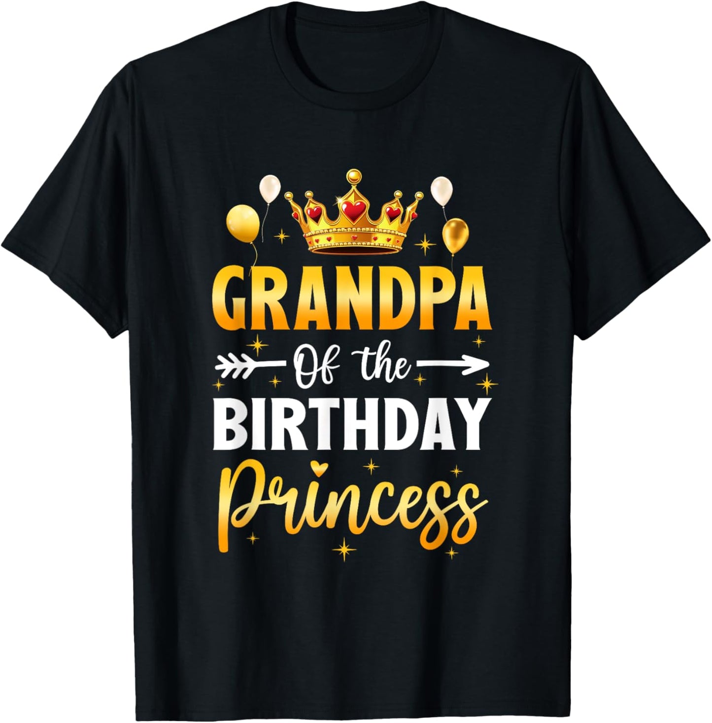 Grandpa Of The Birthday Princess Birthday Girl Party Family T-Shirt - T-Shirt | Black