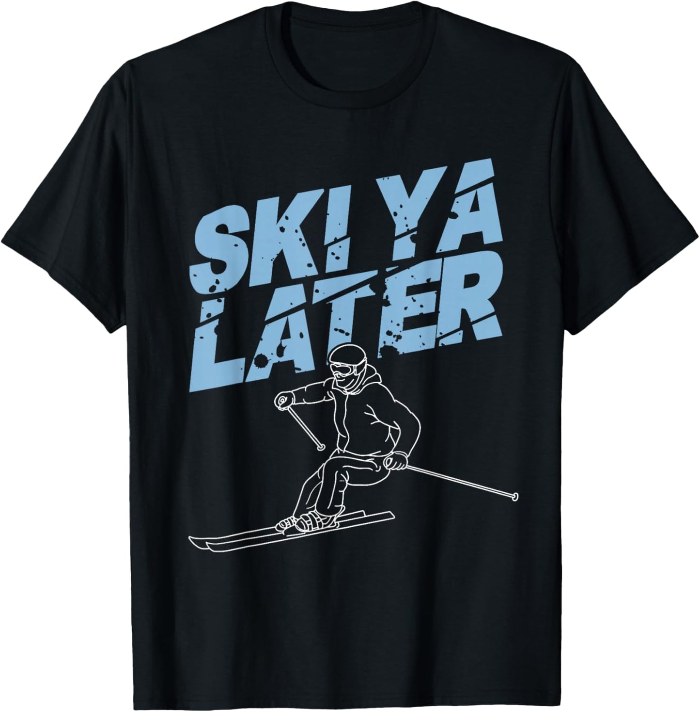 Unique Skiing Art Women Kids Skier Mountain Skiing T-Shirt - T-Shirt | Black