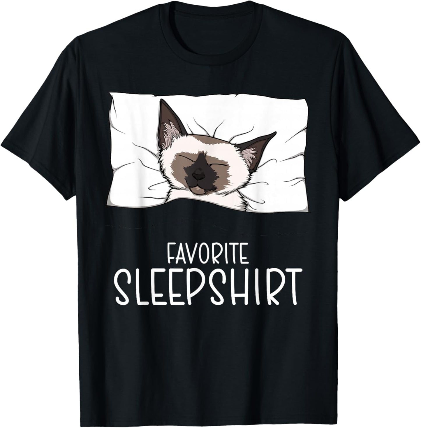 Favorite Sleepshirt Siamese Cat, Napping Meezer T-Shirt - T-Shirt | Black