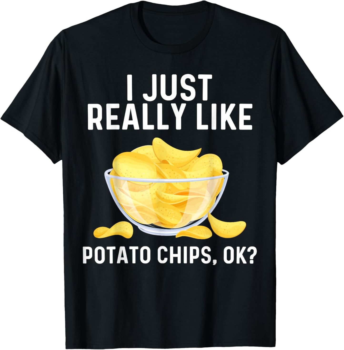 Funny Potato Chips Art Women Kids Bag Of Chips Lover T-Shirt - T-Shirt | Black