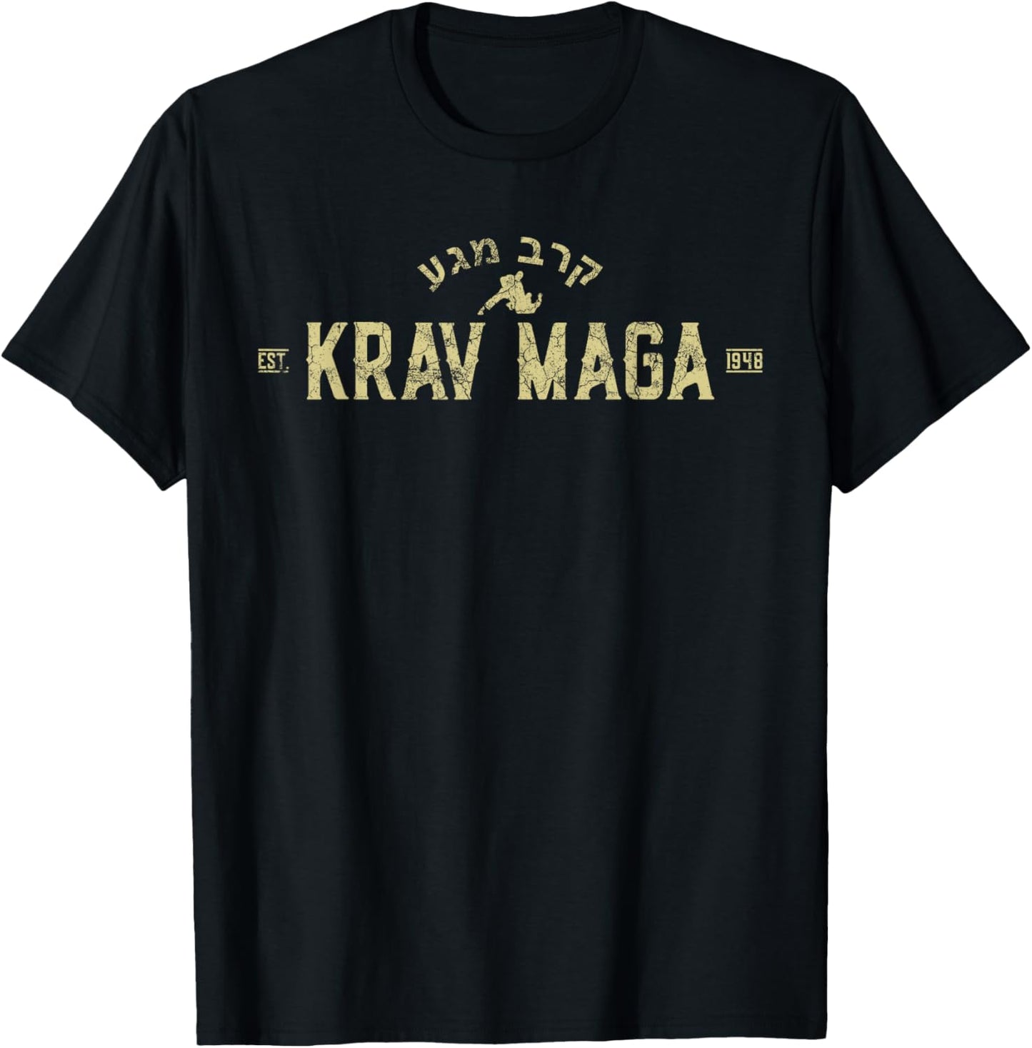 Vintage Krav Maga Israel Combat Distressed Martial Arts T-Shirt - T-Shirt | Black