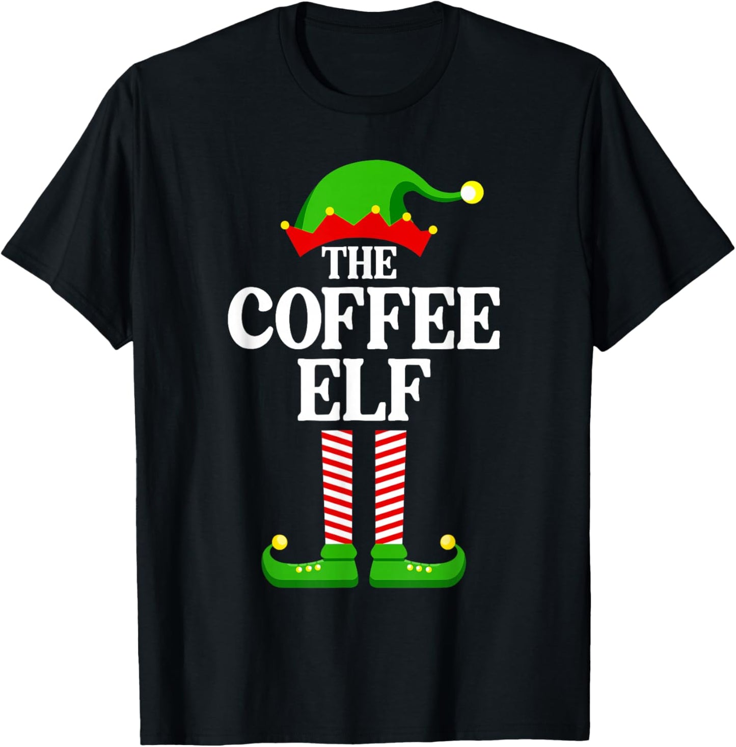 Coffee Elf Family Matching Group Funny Christmas T-Shirt - T-Shirt | Black
