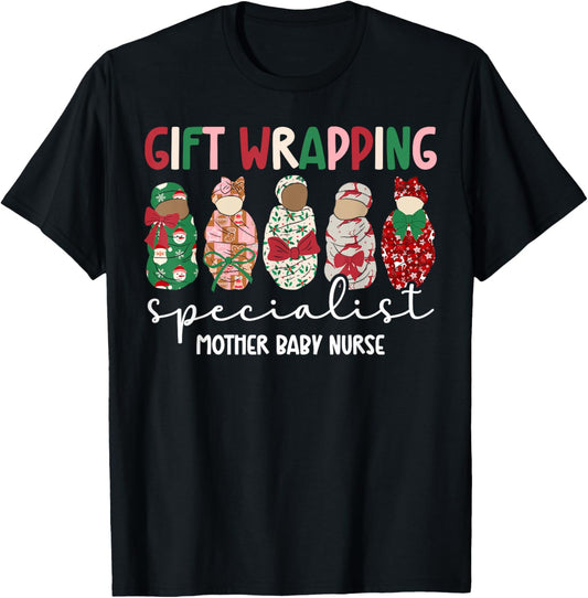 Funny Mother Baby Nurse Christmas Mom Baby Nurse Xmas Party T-Shirt - T-Shirt | Black