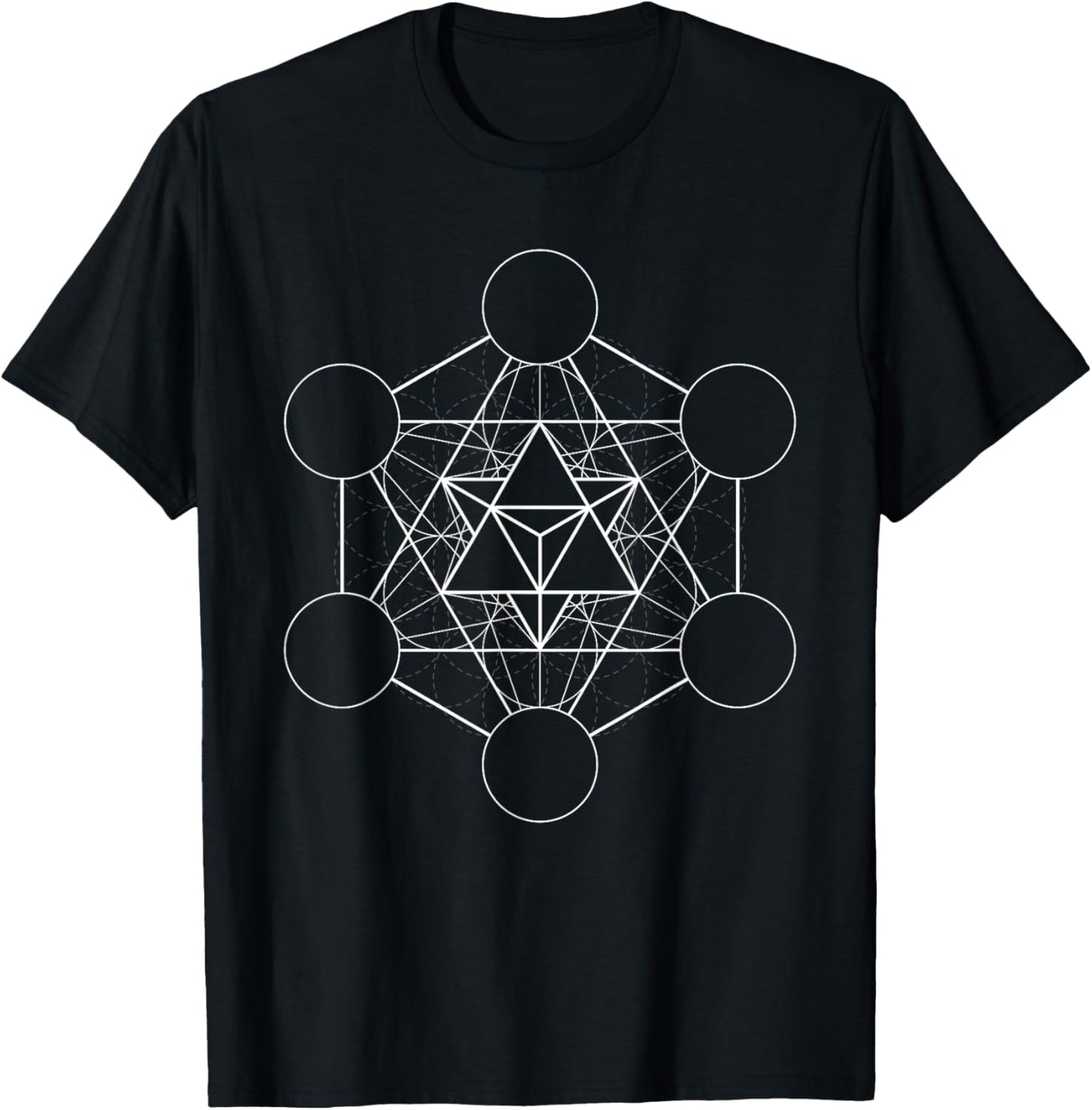 Metatrons Cube x Merkaba Hexagon Sacred Geometry T-Shirt - T-Shirt | Black