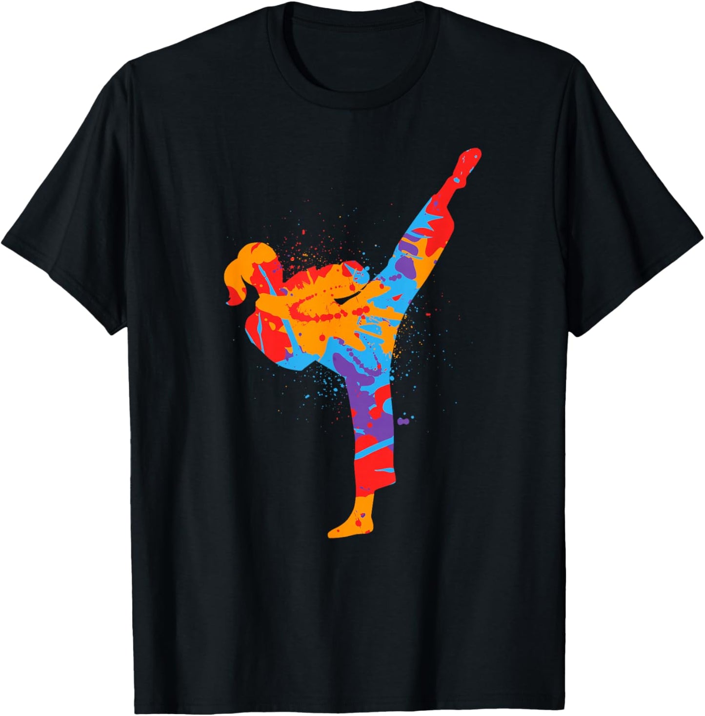 Karate Girl Colorful Martial Arts Kids Women Girls Taekwondo T-Shirt - T-Shirt | Black