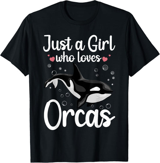 Cool Orca Whale Design For Girls Women Kids Ocean Orca Lover T-Shirt - T-Shirt | Black