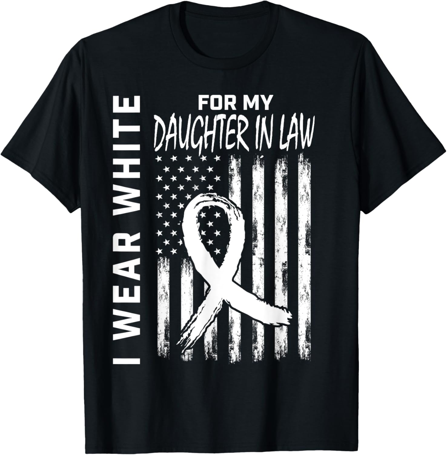 White For My Daughter In Law Lung Cancer Awareness Shirts T-Shirt - T-Shirt | Black