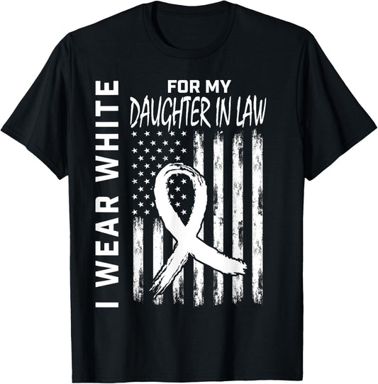 White For My Daughter In Law Lung Cancer Awareness Shirts T-Shirt - T-Shirt | Black