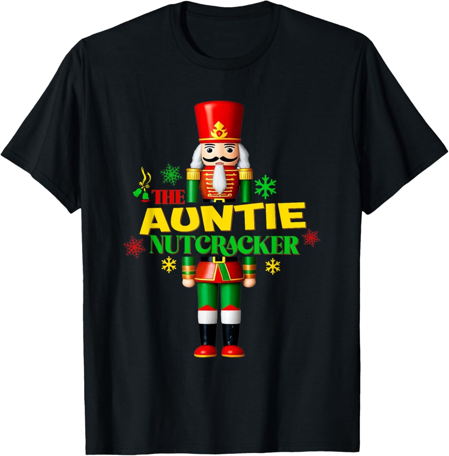 Funny Auntie Nutcracker Christmas PJ Aunt Matching Family T-Shirt - T-Shirt | Black