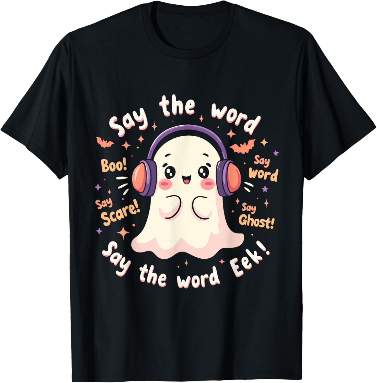 Halloween Audiologist Cute Ghost Spooky Audiology T-Shirt - T-Shirt | Black