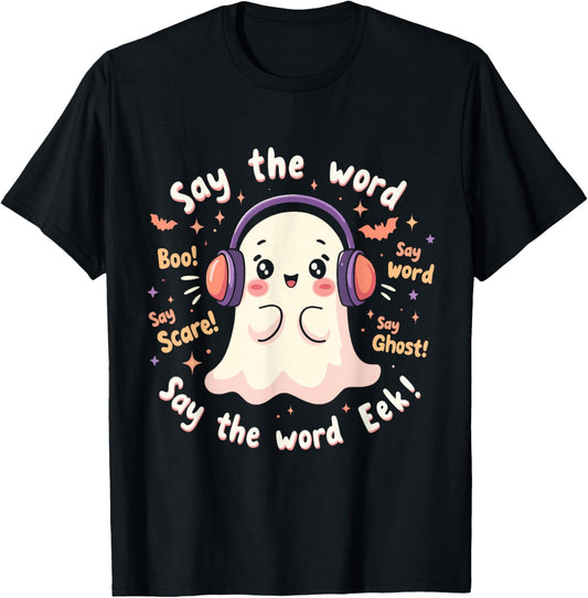 Halloween Audiologist Cute Ghost Spooky Audiology T-Shirt - T-Shirt | Black