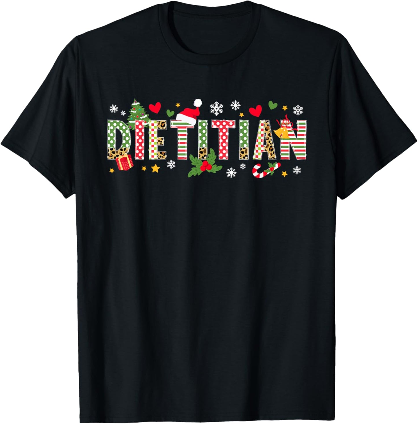 Christmas Dietitian Xmas Black Adults Dietitians Christmas Enthusiasts T-Shirt - T-Shirt | Black