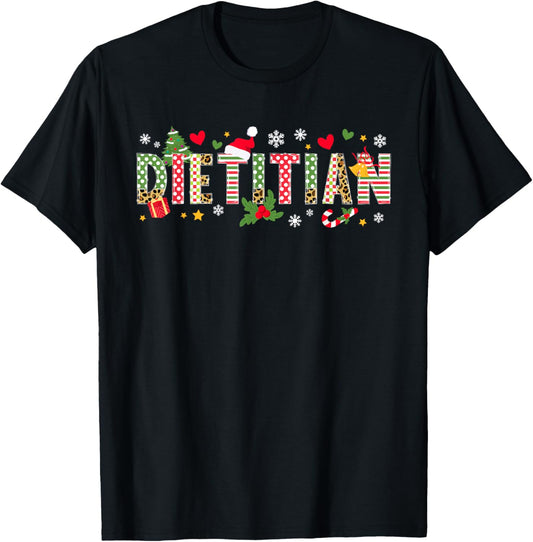 Christmas Dietitian Xmas Black Adults Dietitians Christmas Enthusiasts T-Shirt - T-Shirt | Black