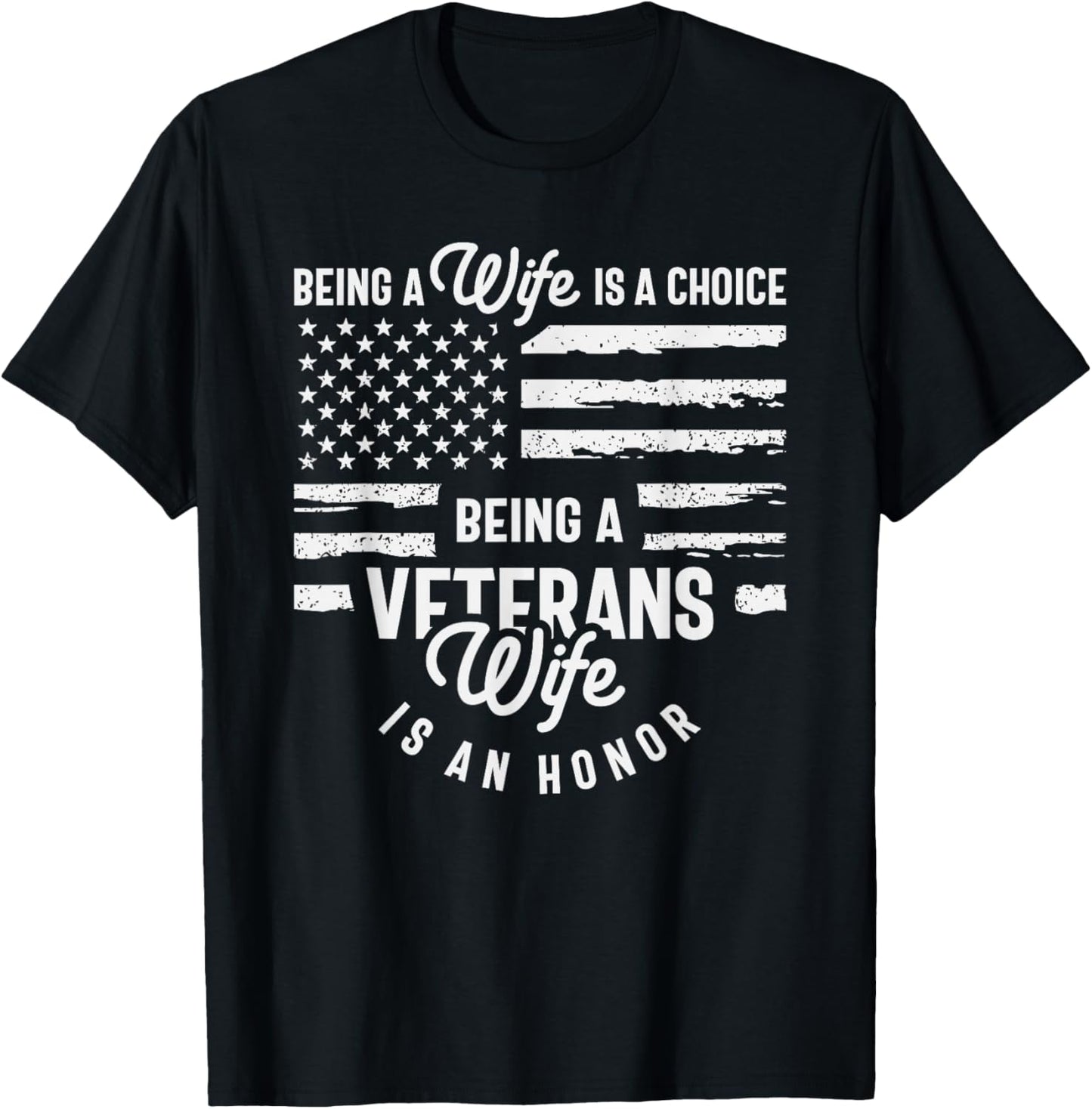 Proud Veteran’s Wife - Honoring Strength and Sacrifice T-Shirt - T-Shirt | Black