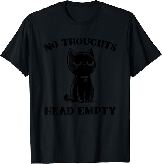 No Thoughts Empty Head Cat T-Shirt - T-Shirt | Black