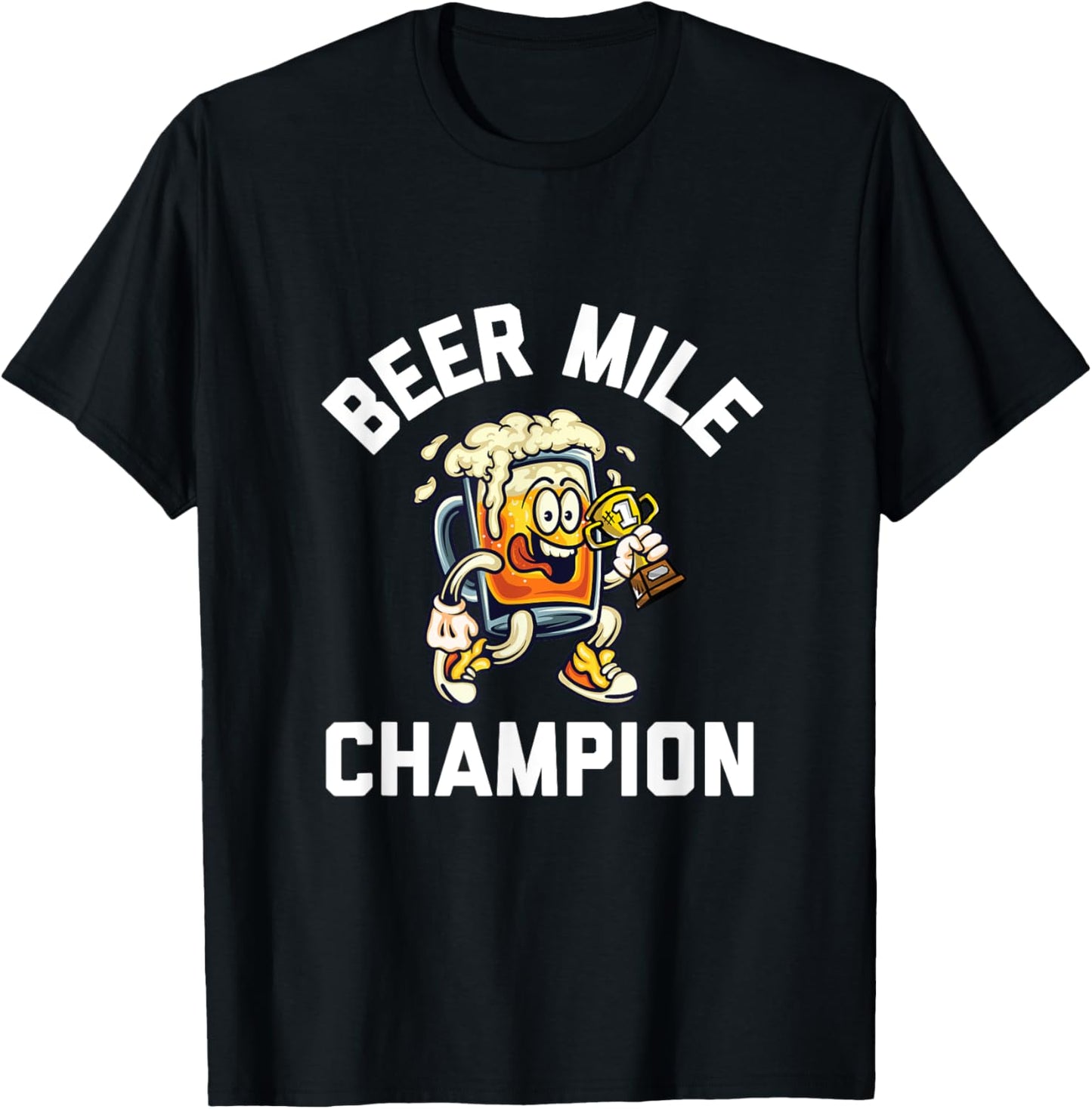 Beer Mile Champion Funny Race Running Beer Drinking T-Shirt - T-Shirt | Black