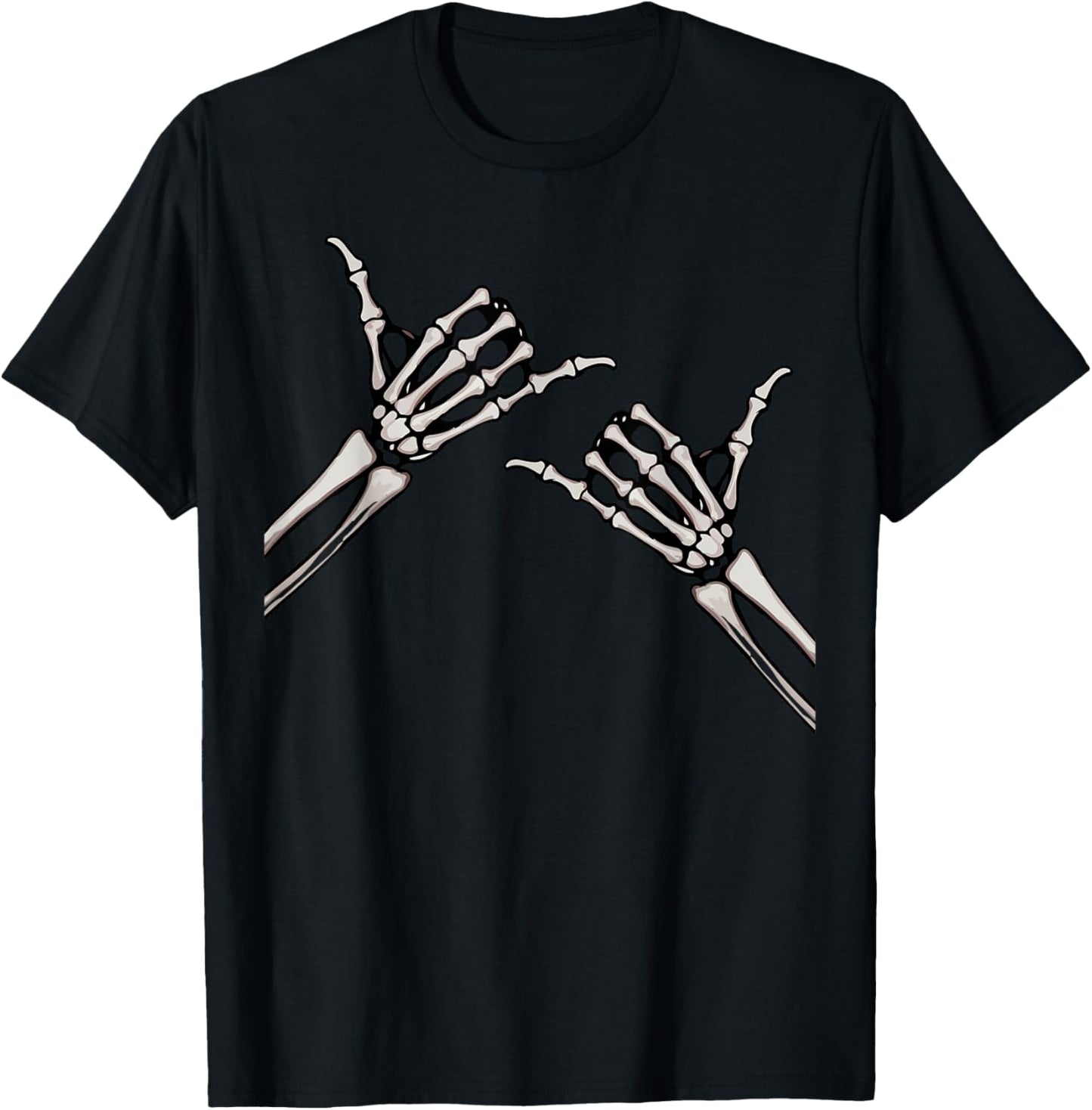 Skeleton Hands Shaka Sign Retro Halloween Costume Men Women T-Shirt - T-Shirt | Black