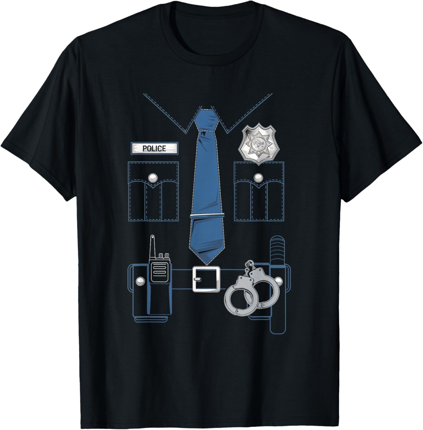 Police Design Officer Badge Uniform Law Enforcement T-Shirt - T-Shirt | Black