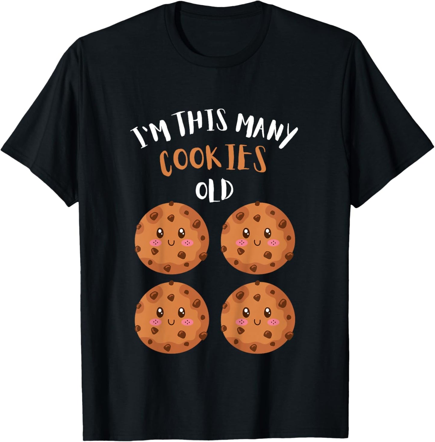 Kids I'm This Many Cookies Old Cookie 4th Birthday 4 Years Old T-Shirt - T-Shirt | Black
