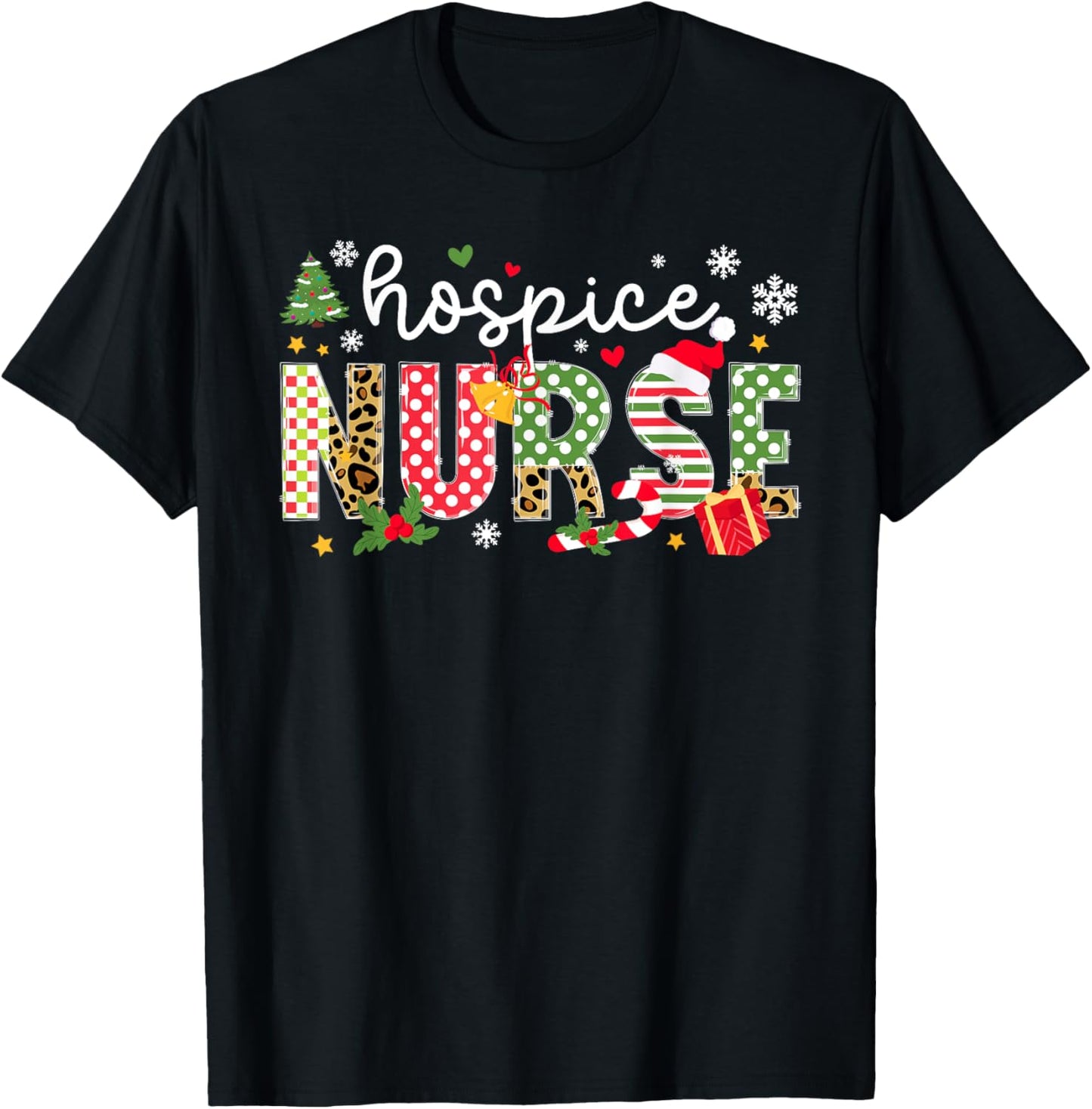 Hospice Nurse Christmas Hospice Nursing Xmas Party T-Shirt - T-Shirt | Black