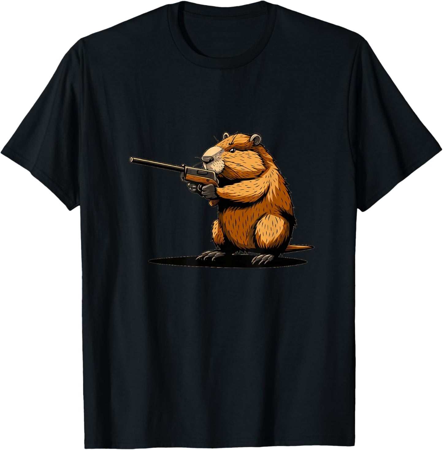 Cool Shotgun Beaver Outfit for Guns and Beavers Lovers T-Shirt - T-Shirt | Black