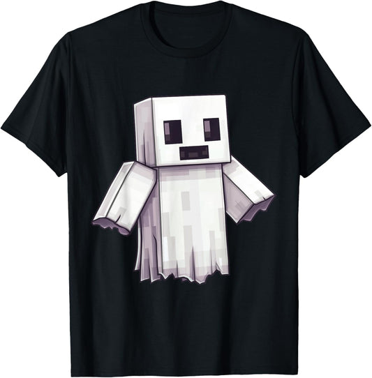 Ghost Video Gamer Pixel Halloween Matching Costume Men Kids T-Shirt - T-Shirt | Black