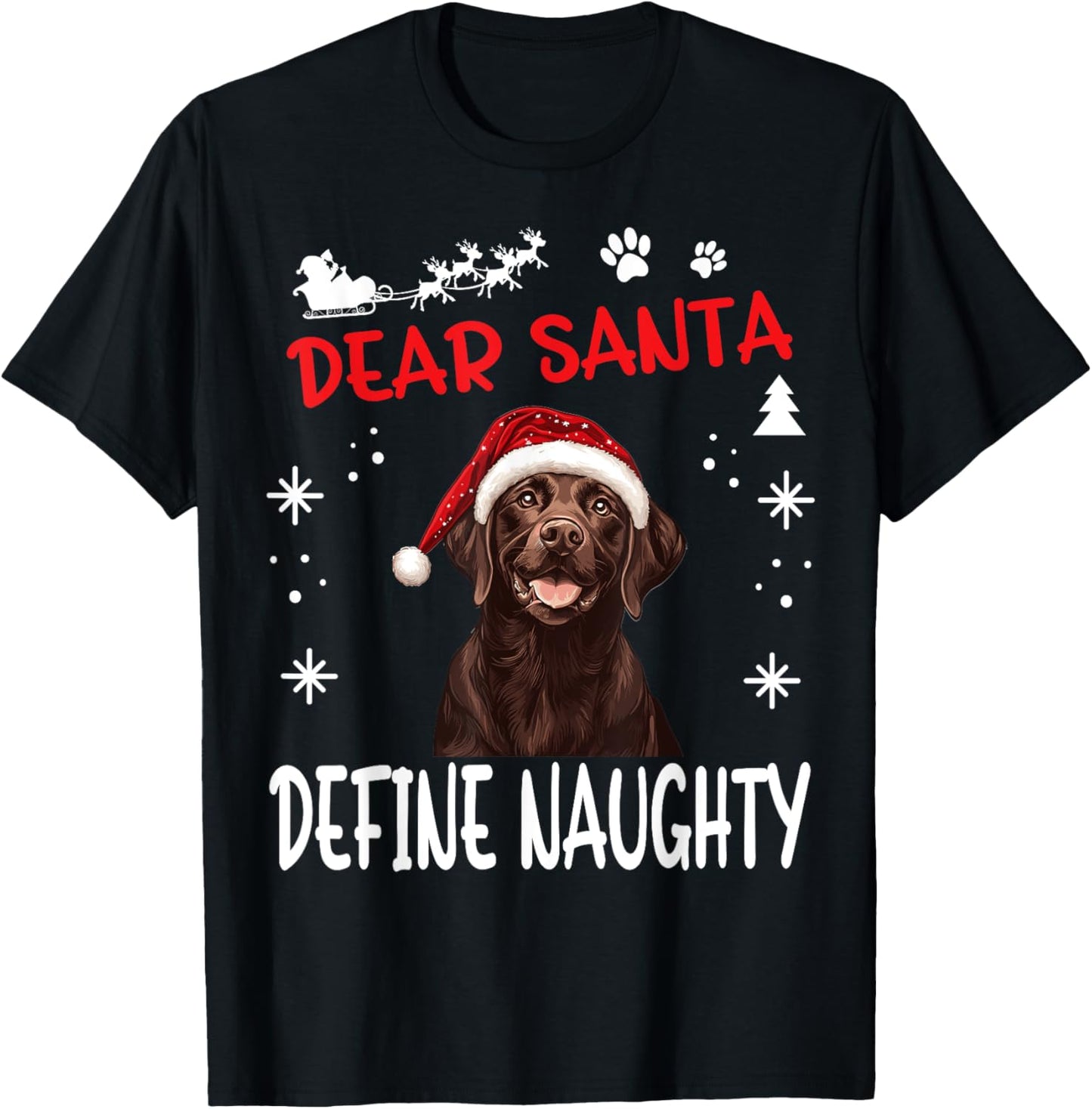 Cute Labrador Retriever Dog Christmas Dear Santa Define T-Shirt - T-Shirt | Black