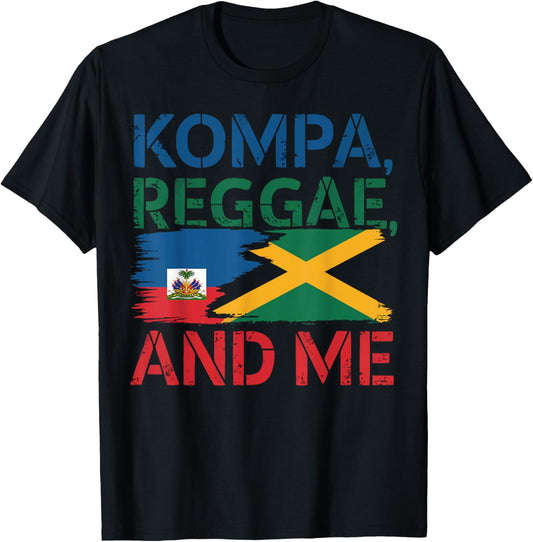 Half Haitian Half Jamaican Jamaica Flag Haiti T-Shirt - T-Shirt | Black
