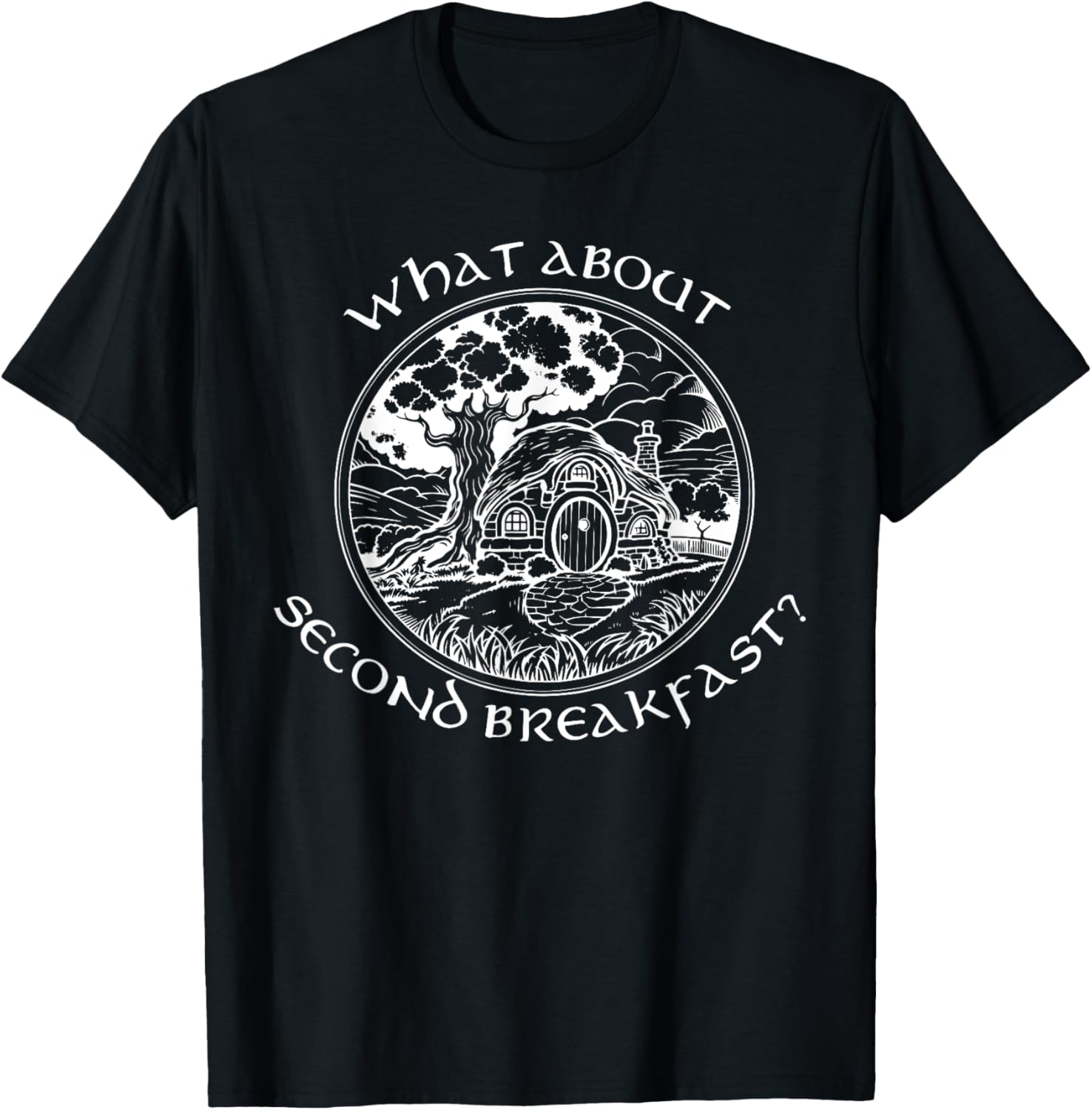WHAT ABOUT SECOND BREAKFAST? funny design T-Shirt - T-Shirt | Black