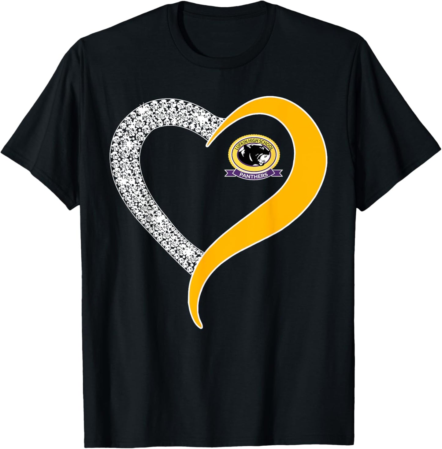 Lufkin Panthers Logo Diamond Heart HS T-Shirt - T-Shirt | Black