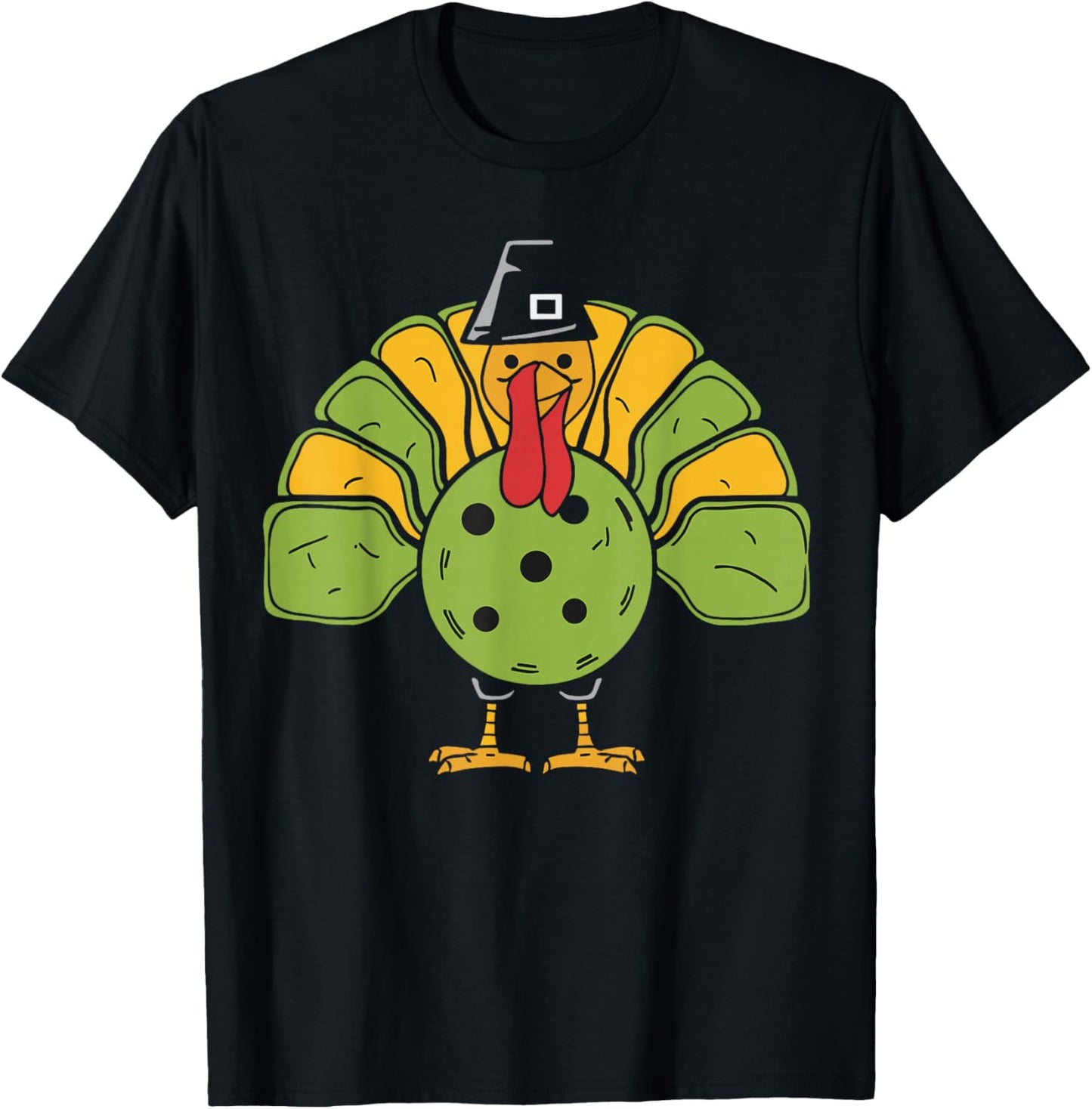 Funny Thanksgiving Turkey Pickleball Lovers T-Shirt - T-Shirt | Black