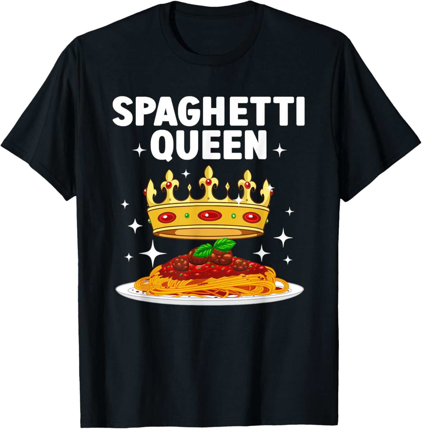 Best Spaghetti Queen Design Girls Spaghetti Lovers T-Shirt - T-Shirt | Black