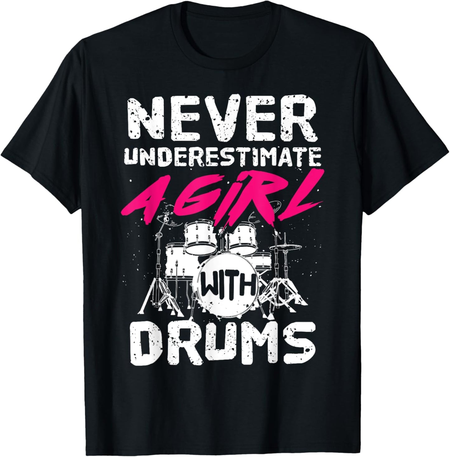 Funny Drummer Art For Girls Women Drumming Drum Set Drummer T-Shirt - T-Shirt | Black