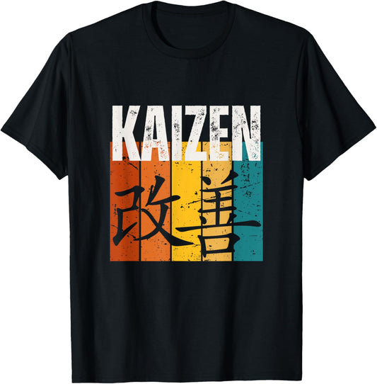 Kaizen Vintage Retro 70s Design Funny Japanese Kaizen T-Shirt - T-Shirt | Black