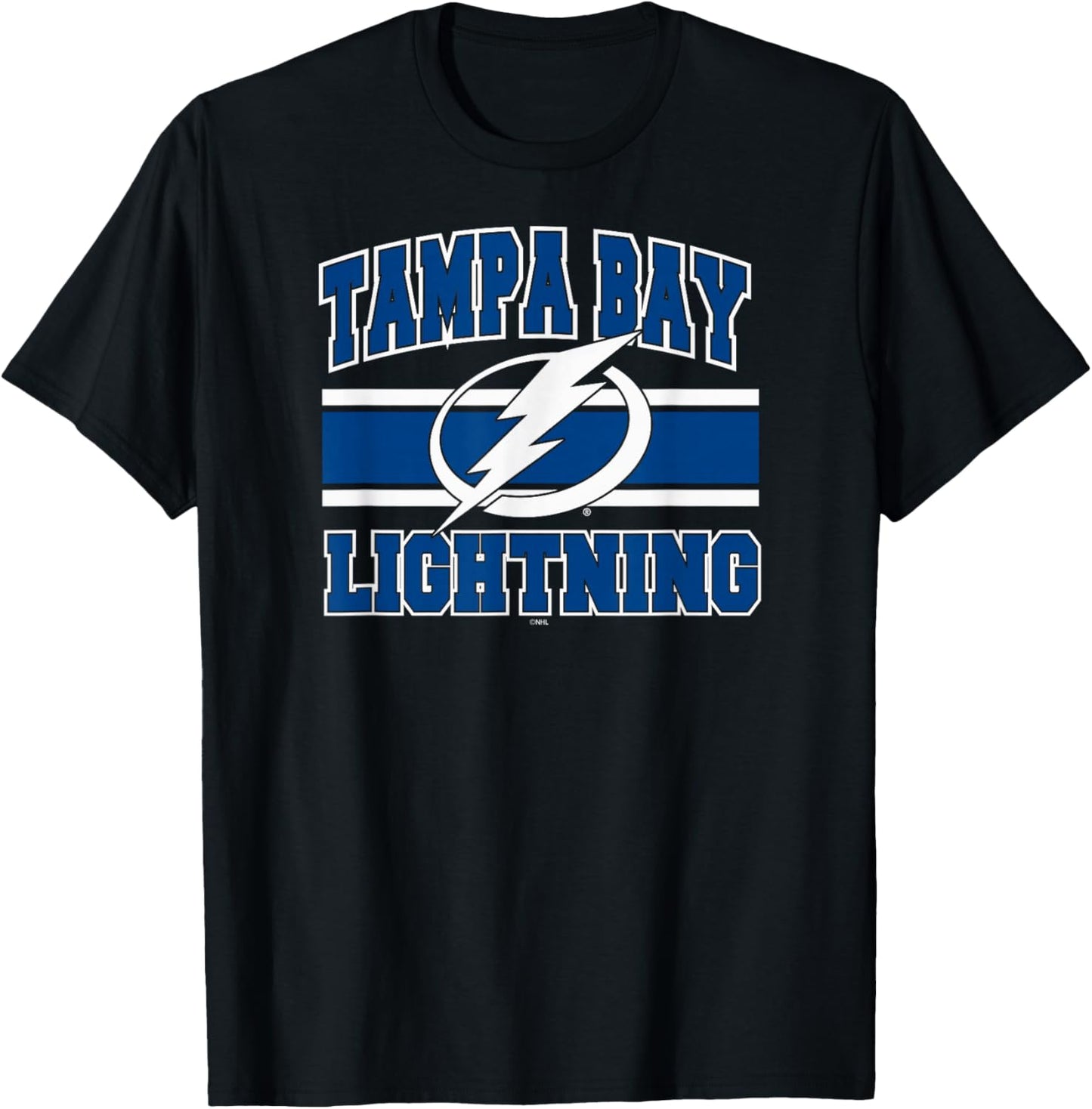Tampa Bay Lightning Stripe Black Officially Licensed T-Shirt - T-Shirt | Black