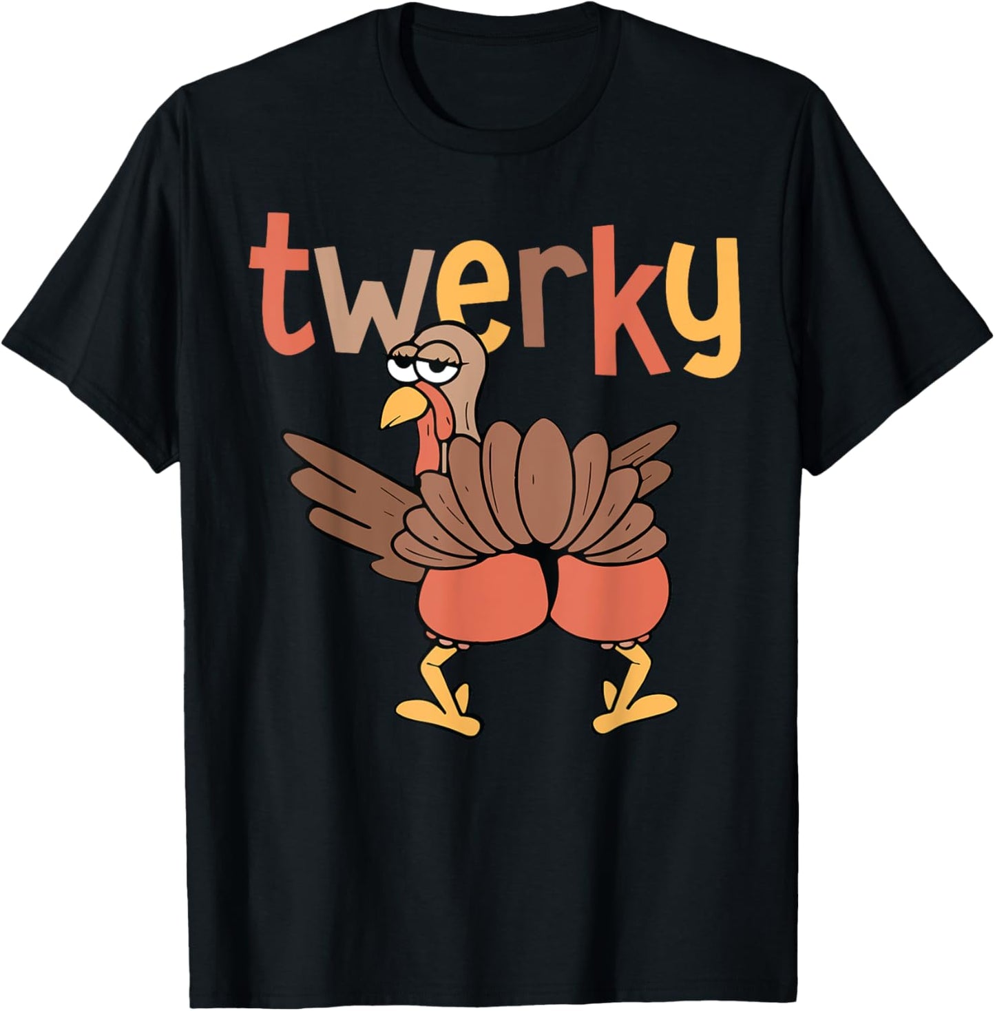 Twerky Butt Dance Funny Turkey Trot Outfit Thanksgiving T-Shirt - T-Shirt | Black