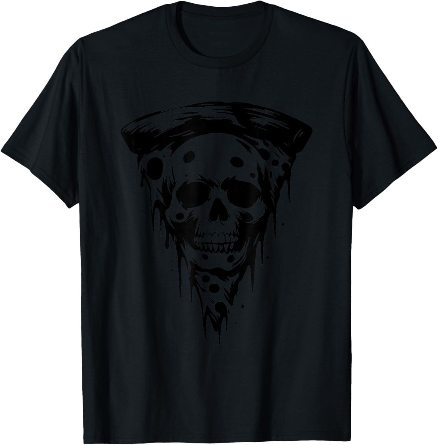 Pizza Skull - Creepy Skeleton Pizza Halloween Lover T-Shirt - T-Shirt | Black