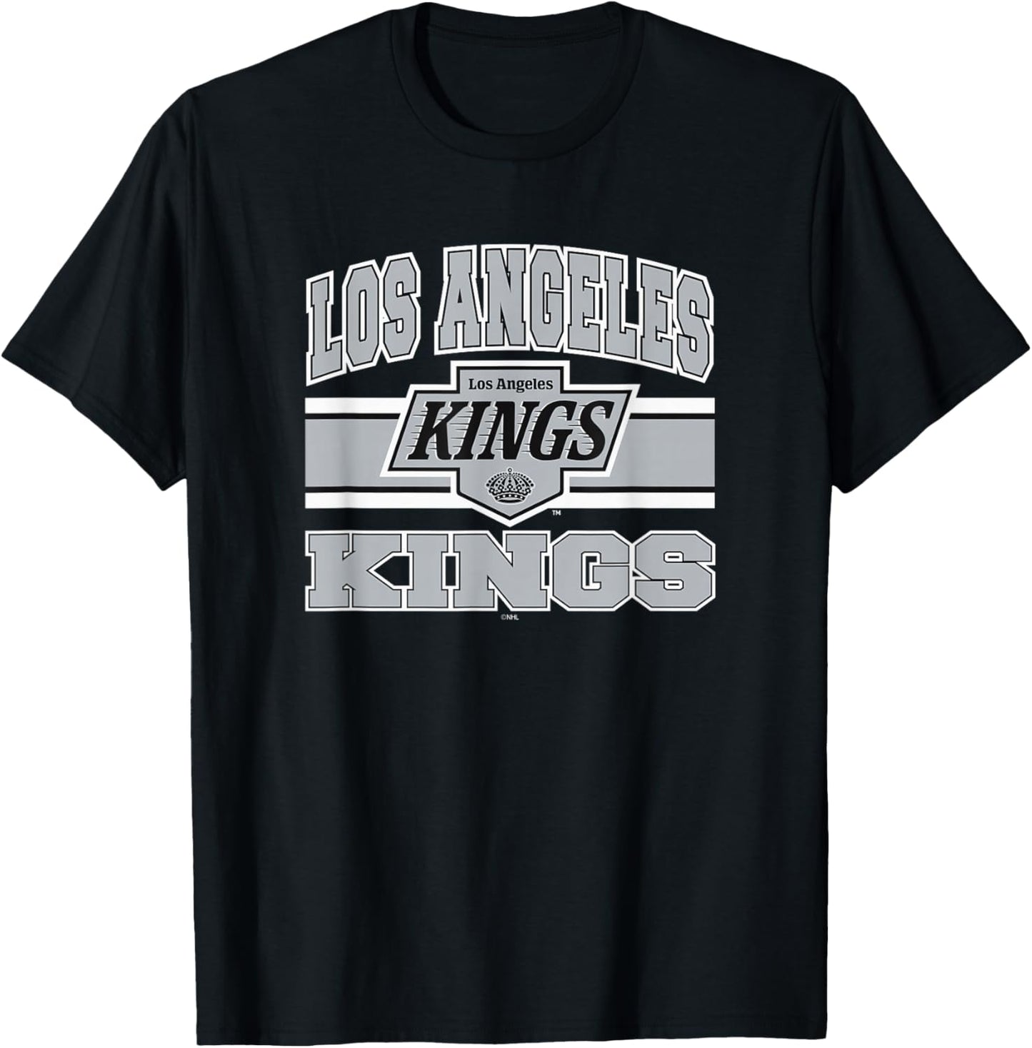 Los Angeles Kings Stripe Dark Heather Officially Licensed T-Shirt - T-Shirt | Black