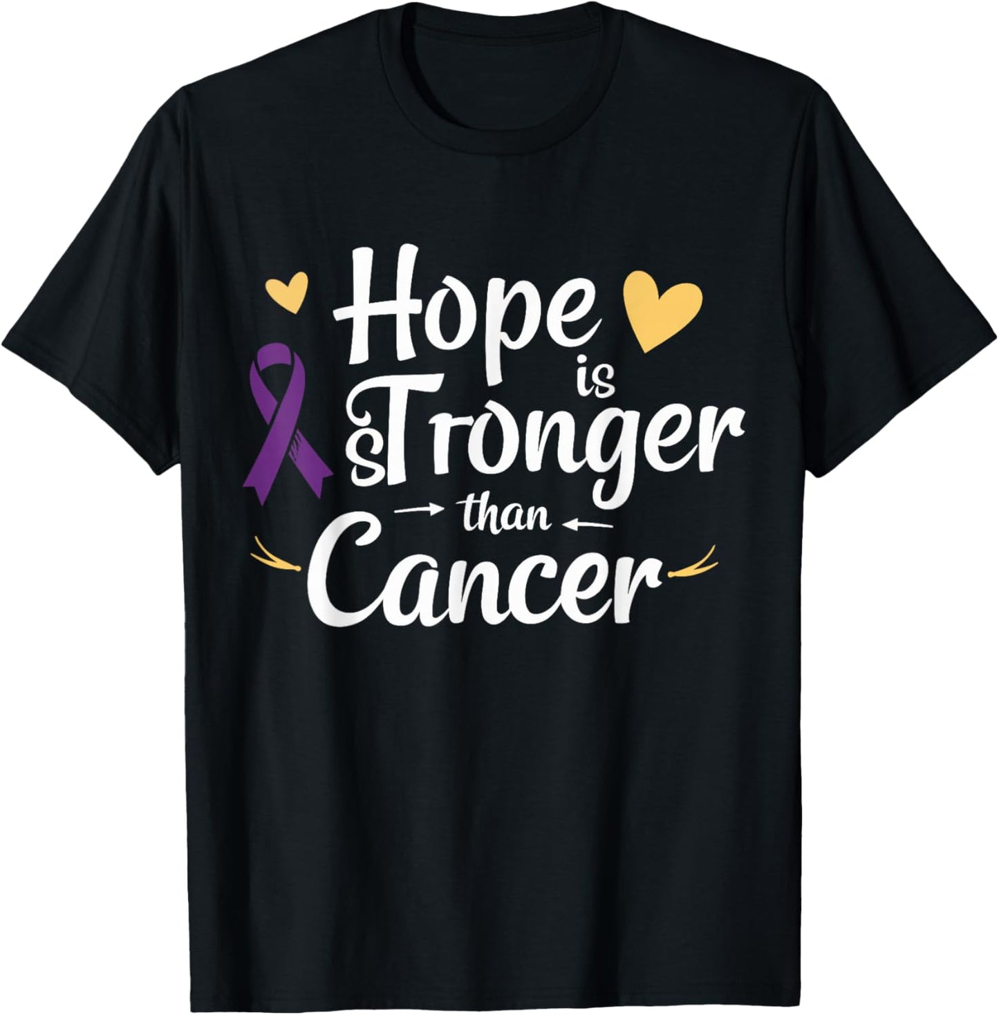 Hope is Stronger Than Cancer Inspirational Awareness T-Shirt - T-Shirt | Black