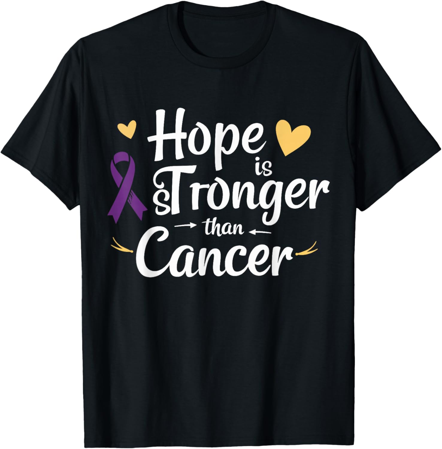 Hope is Stronger Than Cancer Inspirational Awareness T-Shirt - T-Shirt | Black