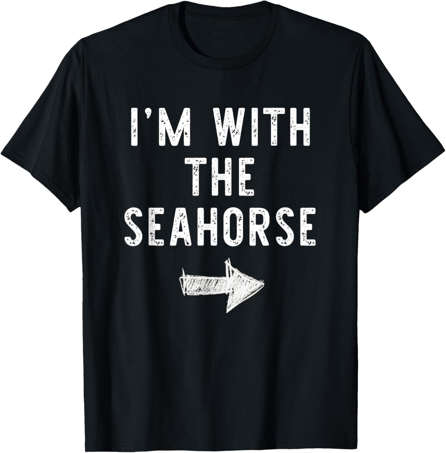 I'm With The Seahorse Costume Halloween Matching Couple T-Shirt - T-Shirt | Black