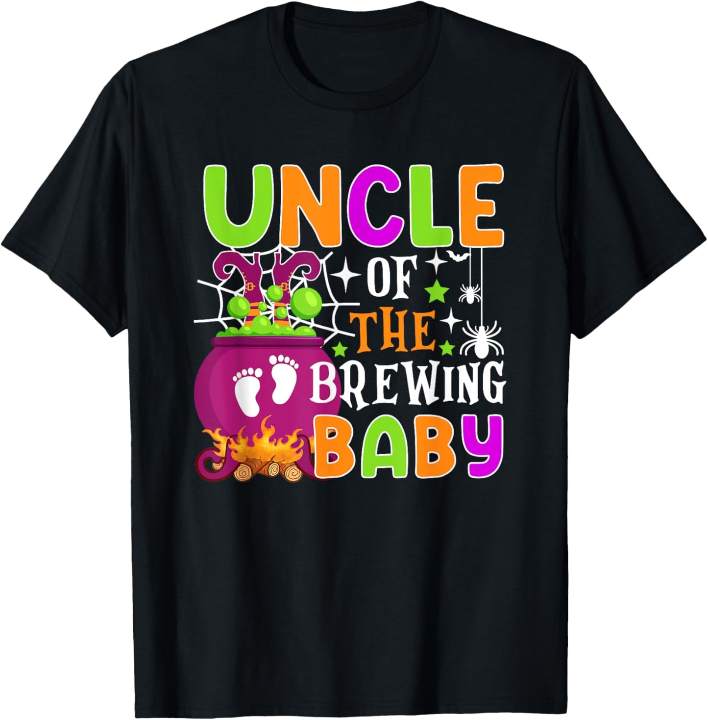 Uncle of Brewing Baby Halloween Theme Baby Shower Spooky T-Shirt - T-Shirt | Black