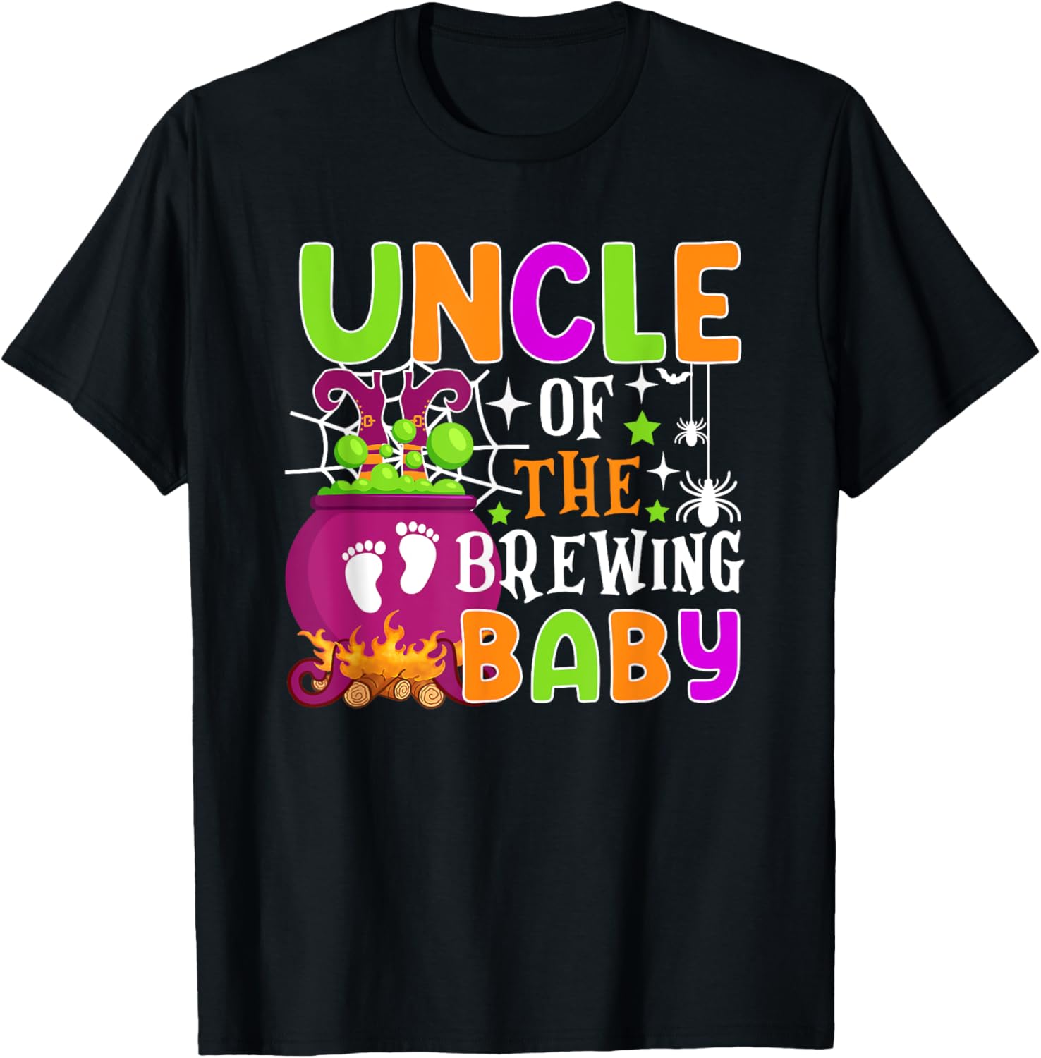 Uncle of Brewing Baby Halloween Theme Baby Shower Spooky T-Shirt - T-Shirt | Black