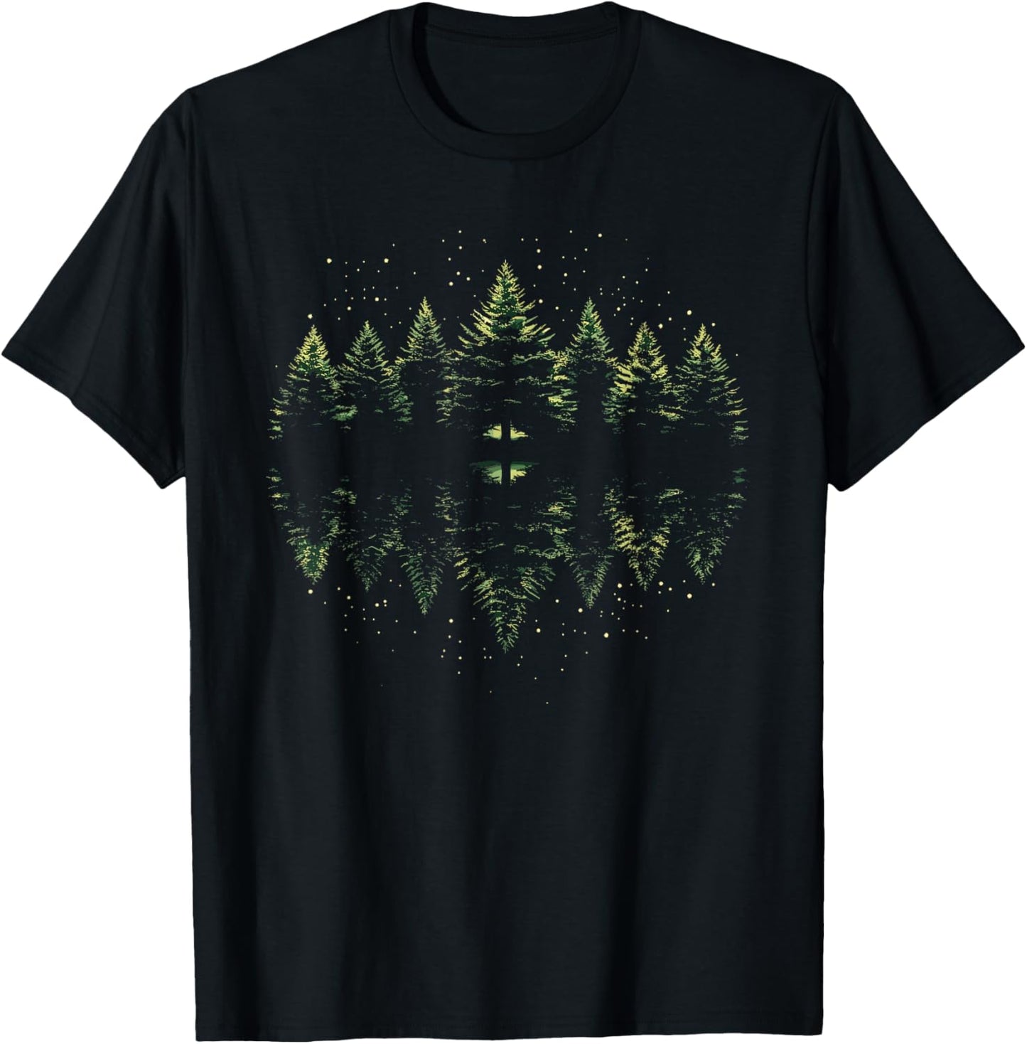 Nature Reflection Forest Trees Outdoor Wildlife T-Shirt - T-Shirt | Black