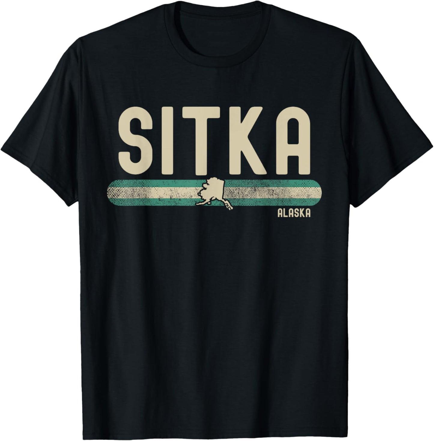 Sitka AK | Alaska | Travel & 80s Style T-Shirt - T-Shirt | Black