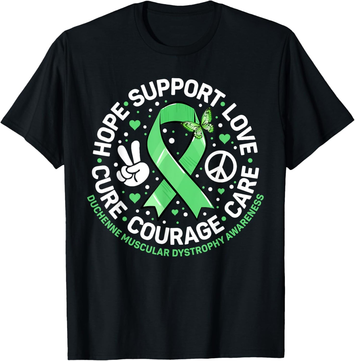 Cute Green Ribbon Support Squad Duchenne Muscular Dystrophy T-Shirt - T-Shirt | Black