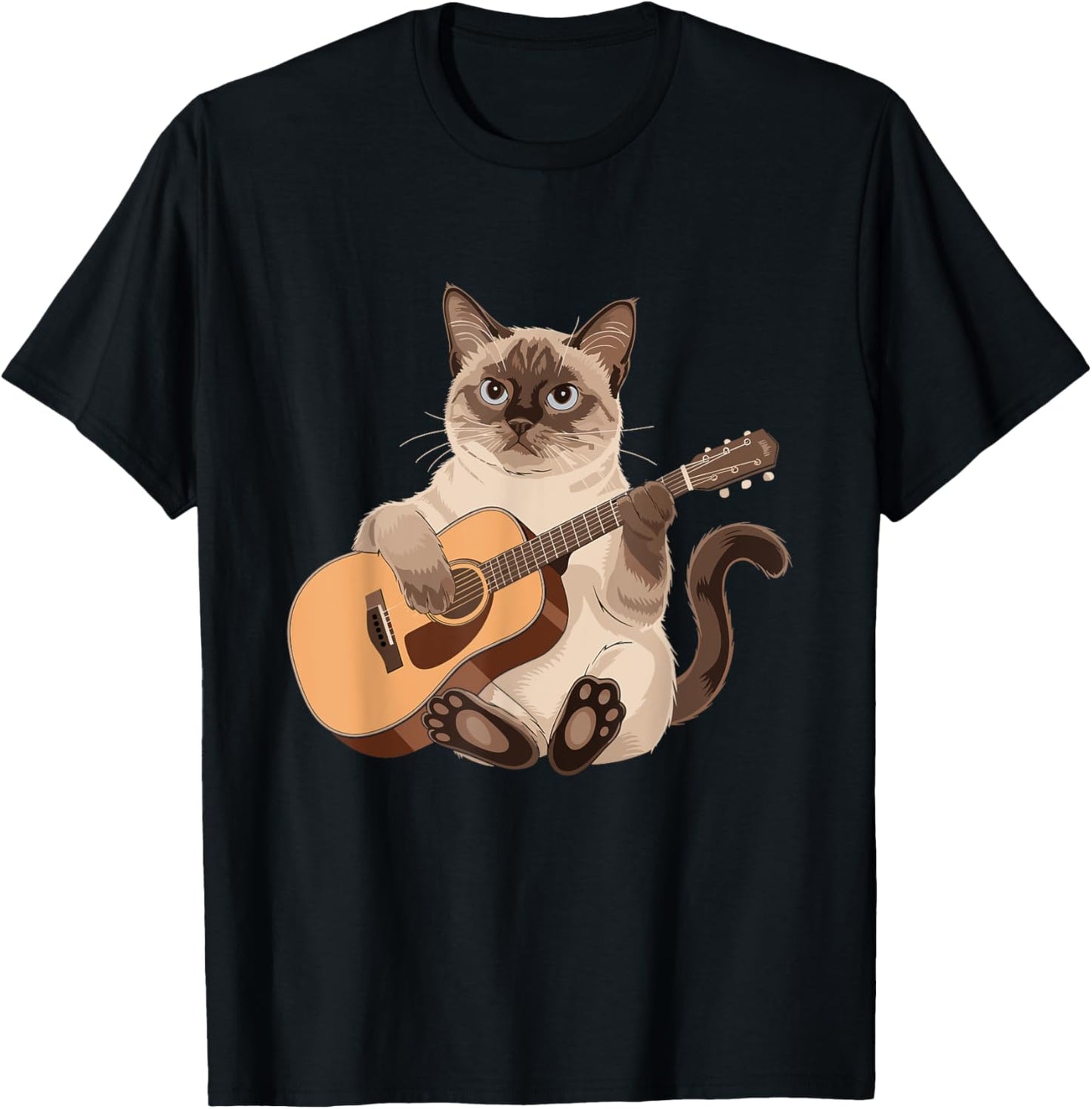 Siamese Cat Guitarist Meezer Guitar Player T-Shirt - T-Shirt | Black