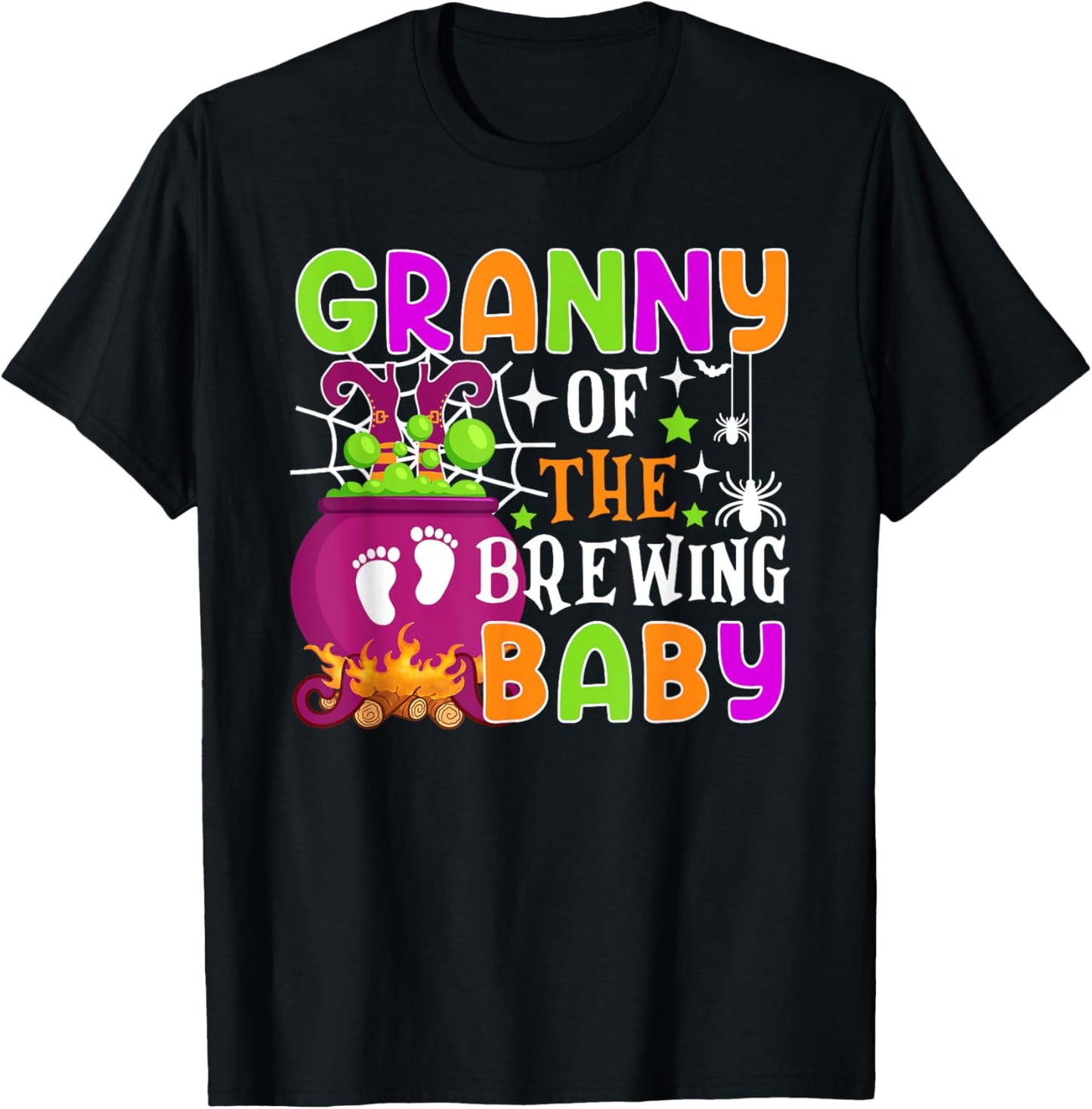 Granny of Brewing Baby Halloween Theme Baby Shower Spooky T-Shirt - T-Shirt | Black